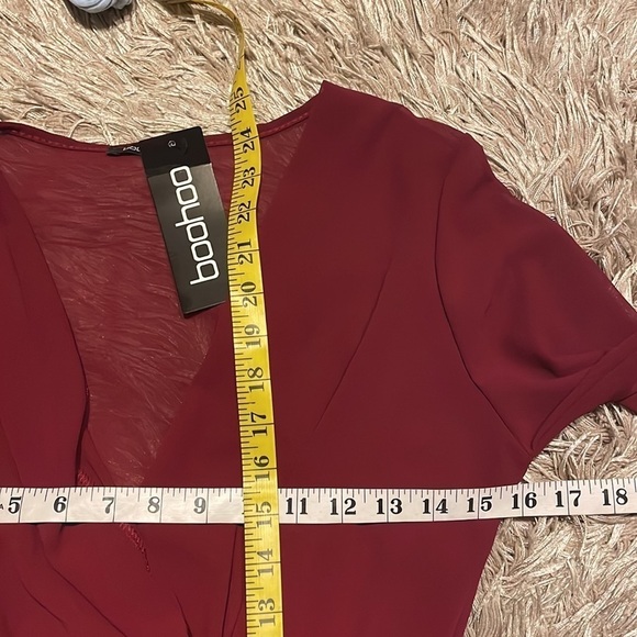 NWT Boohoo Tall Wrap Peplum Long‎ Sleeve Blouse - Picture 6 of 7